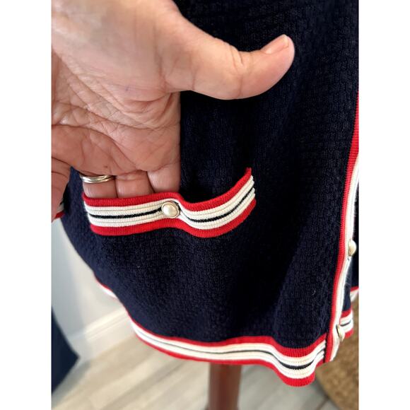 TALBOTS 1X Red White Blue Sweater Cardigan 4th of July USA Anniversary Patriotic - Picture 3 of 9